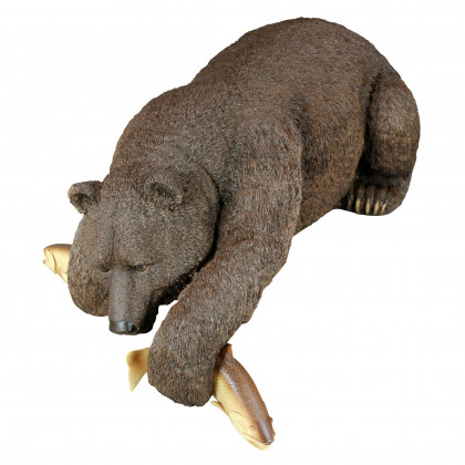 Toscano - Catch of the Day Grand Grizzly Brown Bear Sitter Statue