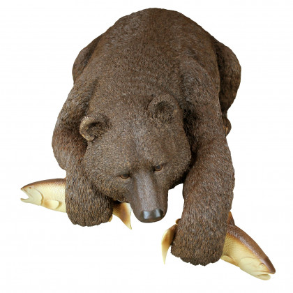 Toscano - Catch of the Day Grand Grizzly Brown Bear Sitter Statue