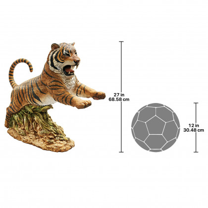 Toscano - Jungle Cat Leaping Bengal Tiger Statue