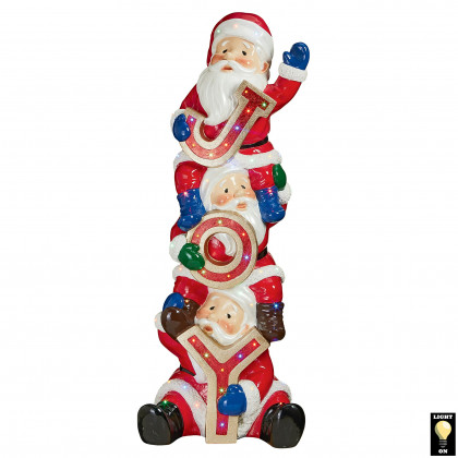 Toscano - The Christmas Crew Stacked Santa Illuminated Holiday Sculpture