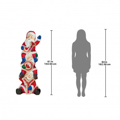Toscano - The Christmas Crew Stacked Santa Illuminated Holiday Sculpture