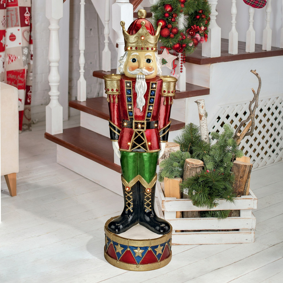 Toscano - Illuminated Bavarian-Style Holiday Nutcracker Statue