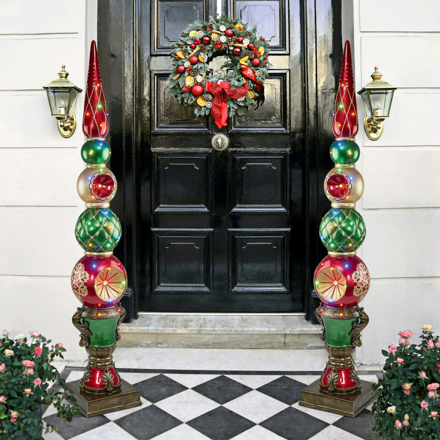 Toscano - Ornament Topiary Illuminated Holiday Statue