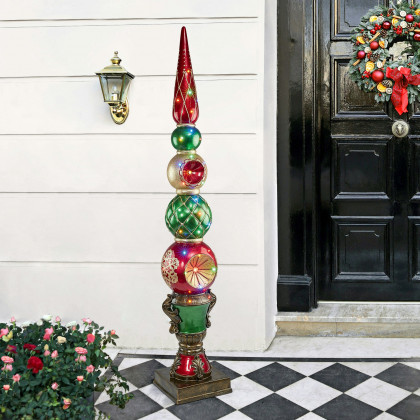 Toscano - Ornament Topiary Illuminated Holiday Statue