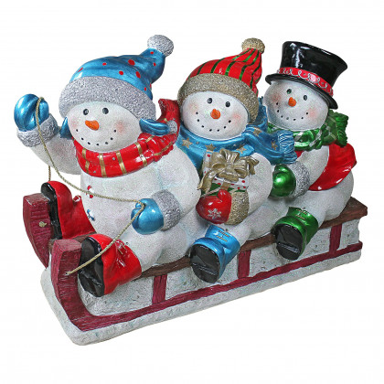 Toscano - Downhill to the Holidays Illuminated Snowman and Sled Statue