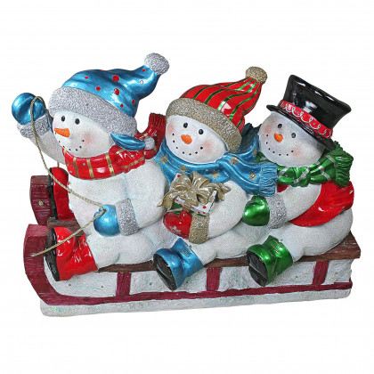 Toscano - Downhill to the Holidays Illuminated Snowman and Sled Statue