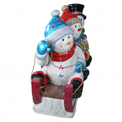 Toscano - Downhill to the Holidays Illuminated Snowman and Sled Statue