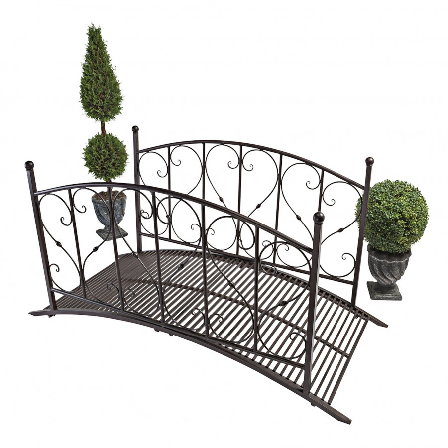 Toscano - Lovers Bridge Garden Bridge in Black, Metal
