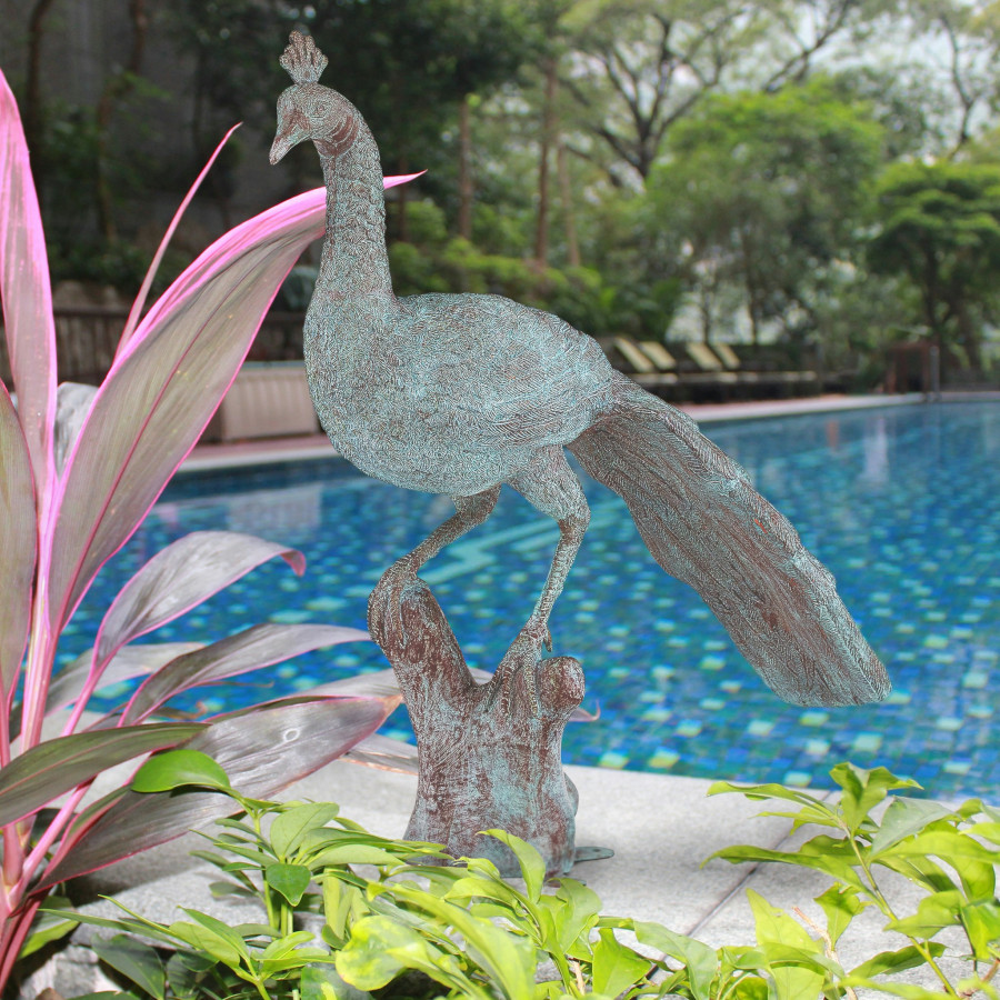 Toscano - Pleasant Peacock Garden Statue
