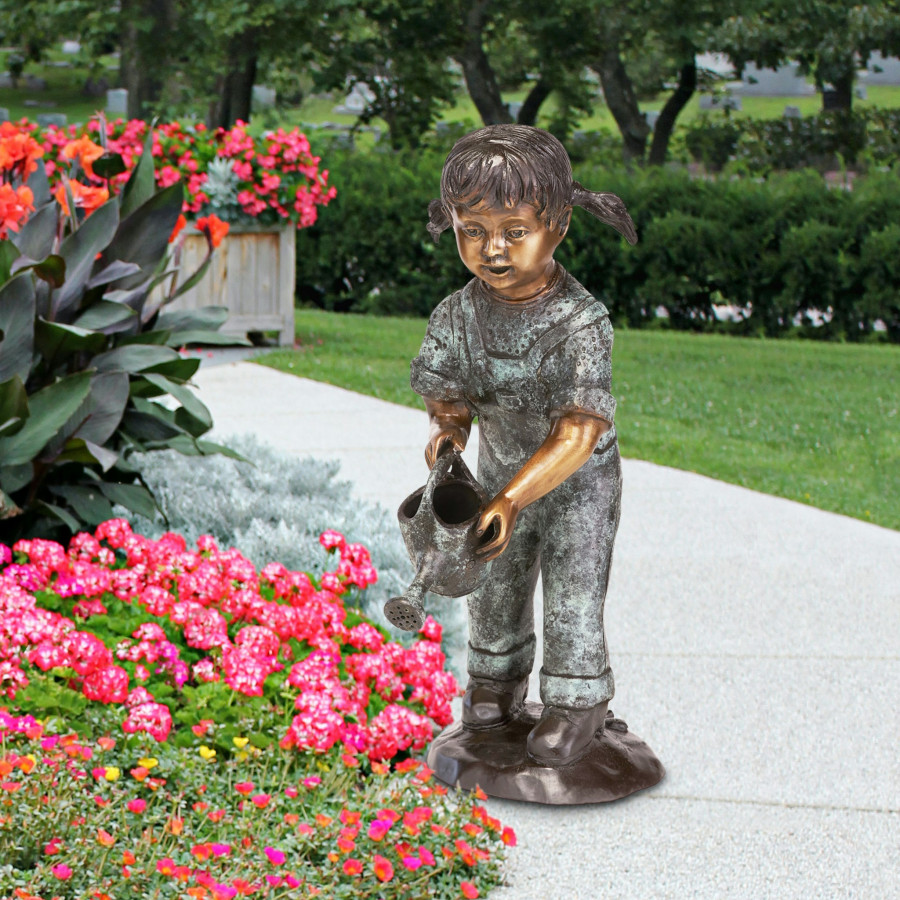 Toscano - Watering Can Caitlyn Little Gardener Garden Statue
