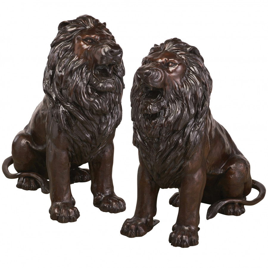 Toscano - Set of 2 Sentinel Lion Garden Statue