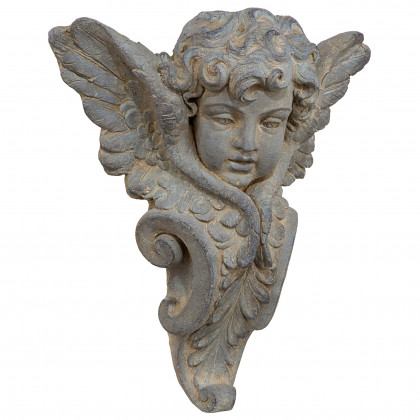 Toscano - Victorian Heraldic Double-Winged Cherub Wall Pocket Sculpture