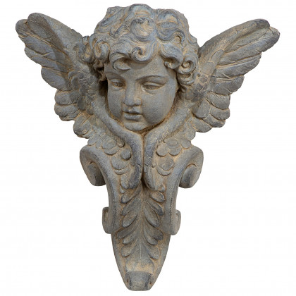 Toscano - Victorian Heraldic Double-Winged Cherub Wall Pocket Sculpture