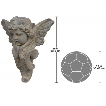 Toscano - Victorian Heraldic Double-Winged Cherub Wall Pocket Sculpture
