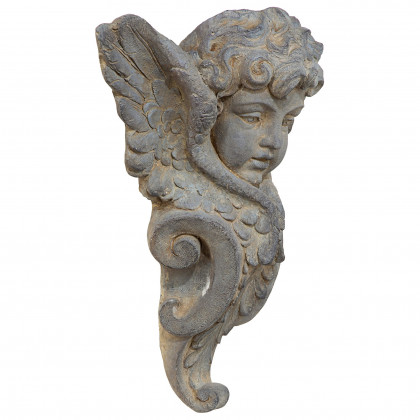 Toscano - Victorian Heraldic Double-Winged Cherub Wall Pocket Sculpture