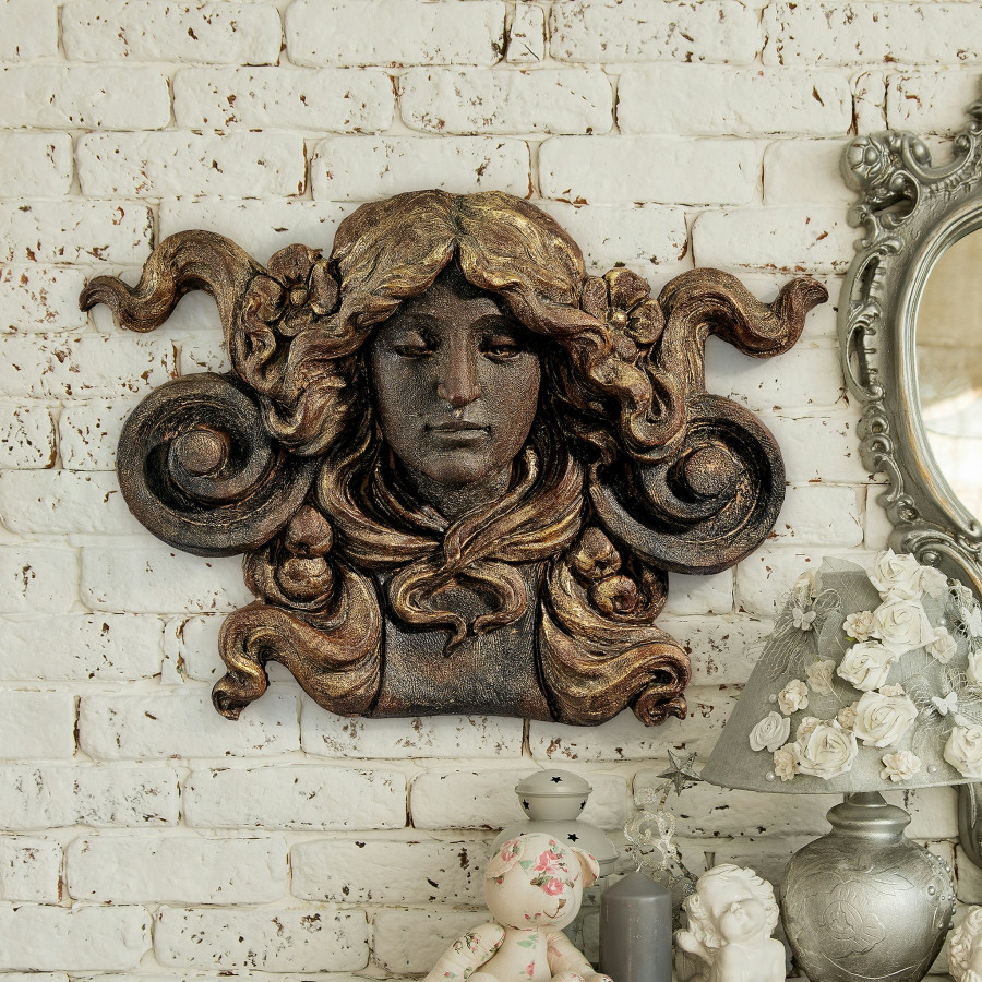 Toscano - Art Nouveau Female Mascaron Architectural Wall Pocket Sculpture