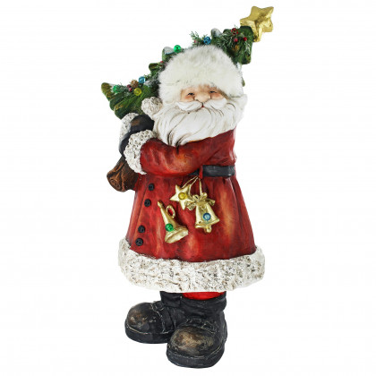Toscano - Santa with a Sparkling Christmas Tree Illuminated Holiday Statue