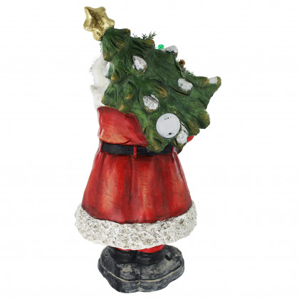 Toscano - Santa with a Sparkling Christmas Tree Illuminated Holiday Statue