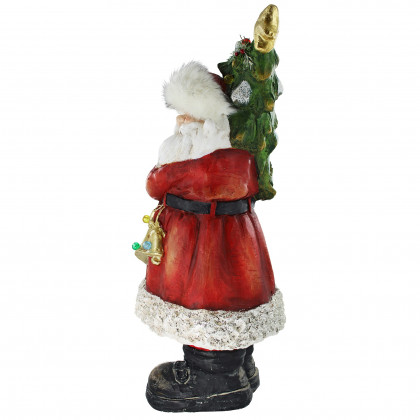 Toscano - Santa with a Sparkling Christmas Tree Illuminated Holiday Statue