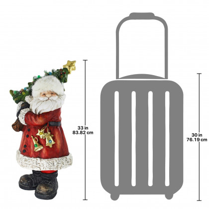 Toscano - Santa with a Sparkling Christmas Tree Illuminated Holiday Statue