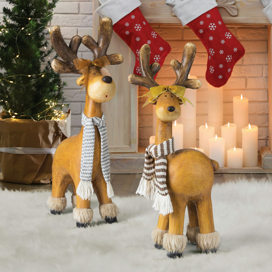 Toscano - Set of 2 Santa Second Team Holiday Reindeer Statues