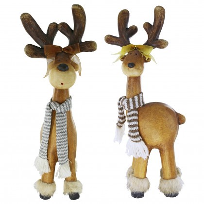 Toscano - Set of 2 Santa Second Team Holiday Reindeer Statues