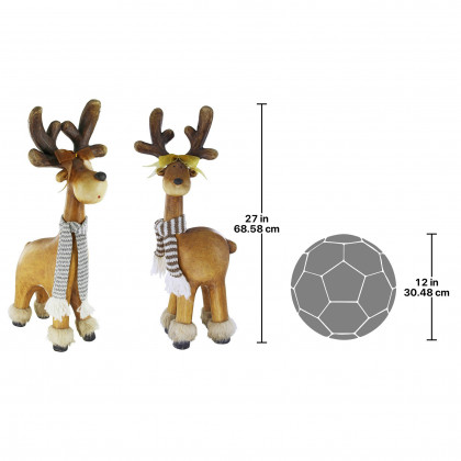 Toscano - Set of 2 Santa Second Team Holiday Reindeer Statues