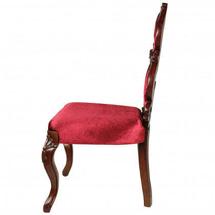 Toscano - Graceful Curve Renaissance Accent Chair in Red, Velvet/Wood