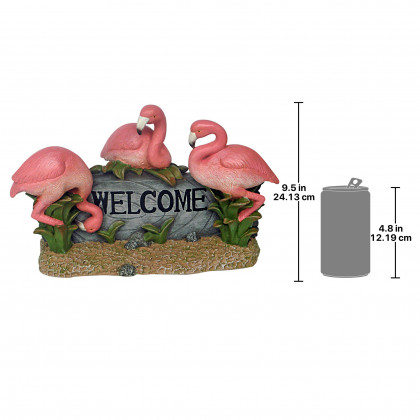 Toscano - Pink Flamingo Welcome Sign Statue