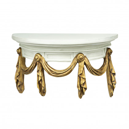 Toscano - Saint Benoit Demilune Wall Shelf in Ivory/Gold, Designer Resin