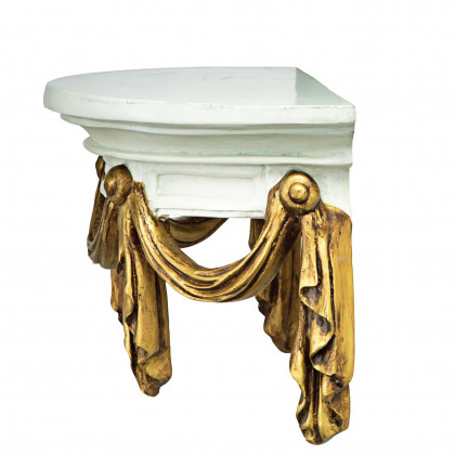 Toscano - Saint Benoit Demilune Wall Shelf in Ivory/Gold, Designer Resin