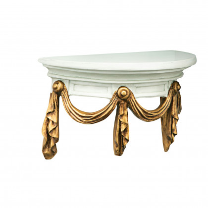 Toscano - Saint Benoit Demilune Wall Shelf in Ivory/Gold, Designer Resin
