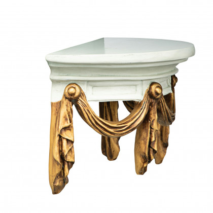 Toscano - Saint Benoit Demilune Wall Shelf in Ivory/Gold, Designer Resin
