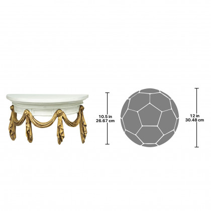 Toscano - Saint Benoit Demilune Wall Shelf in Ivory/Gold, Designer Resin
