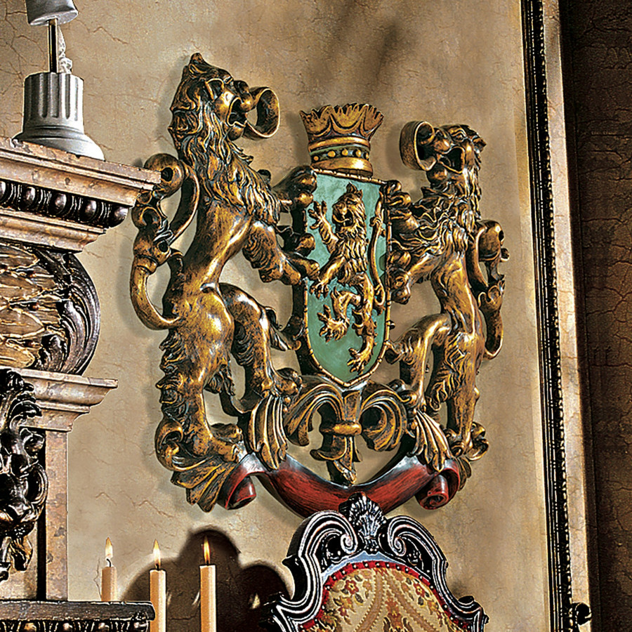 Toscano - Heraldic Royal Lions Coat of Arms Wall Sculpture