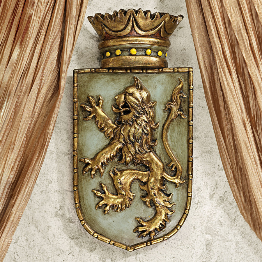 Toscano - Medieval Rampant Lion Shield Wall Sculpture