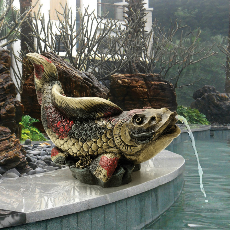 Toscano - Showa Asian Koi Spitter Piped Statue