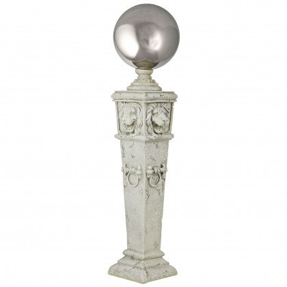 Toscano - Lion Head Metal Gazing Globe Garden Pillar Statue