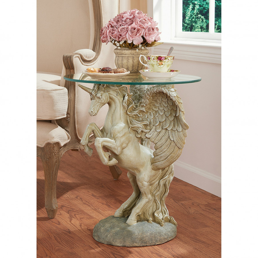 Toscano - Mystical Winged Unicorn Sculptural Table in Designer Resin