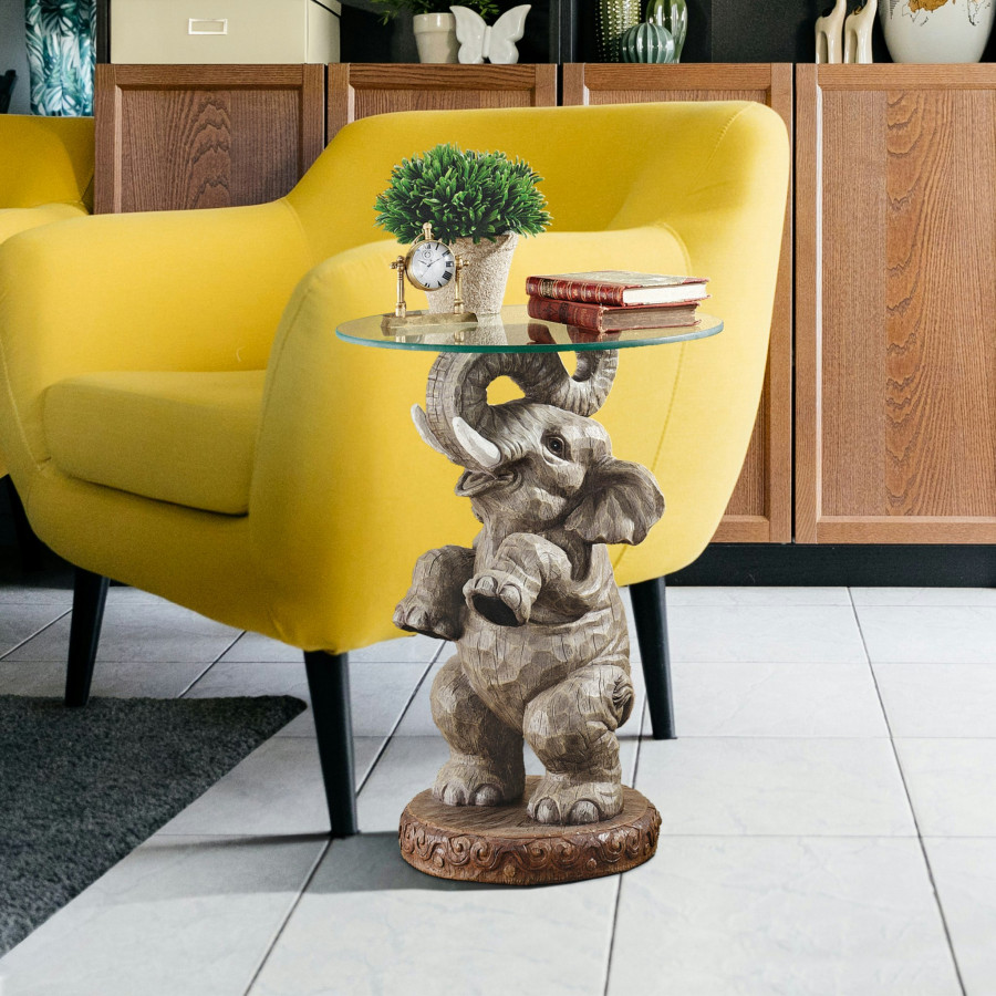Toscano - Good Fortune Elephant Sculpture Table in Designer Resin