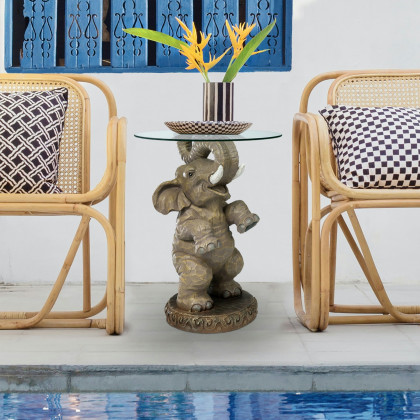 Toscano - Good Fortune Elephant Sculpture Table in Designer Resin