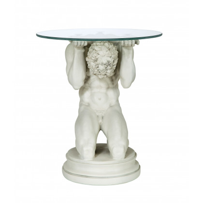 Toscano - Neoclassical Nude Male Sculptural Table in Black/Gold, Designer Resin