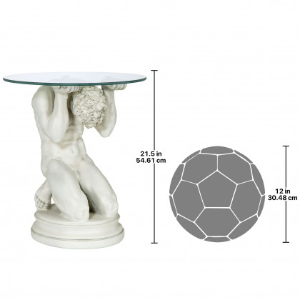 Toscano - Neoclassical Nude Male Sculptural Table in Black/Gold, Designer Resin