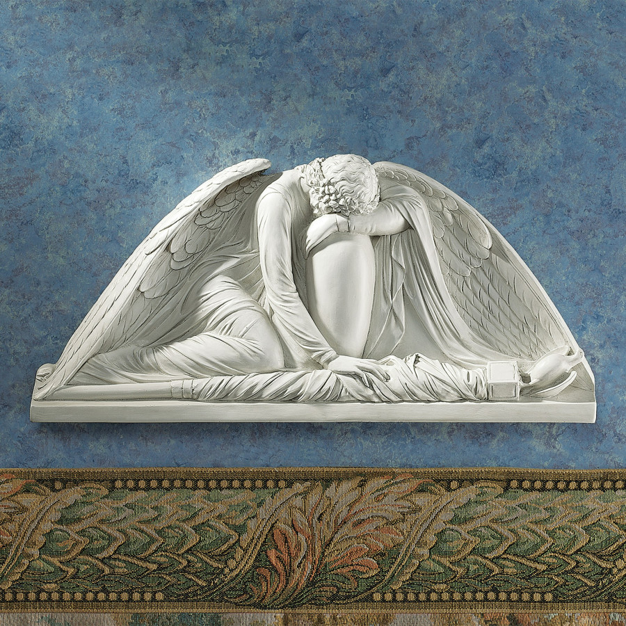 Toscano - Weeping Angel Sculptural Wall Pediment