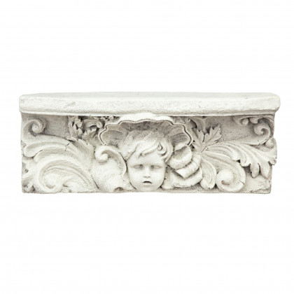 Toscano - Cathedral Cherub Sculptural Wall Shelf in Antique Stone, Designer Resin
