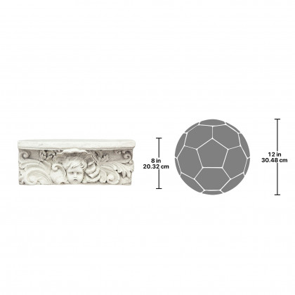 Toscano - Cathedral Cherub Sculptural Wall Shelf in Antique Stone, Designer Resin
