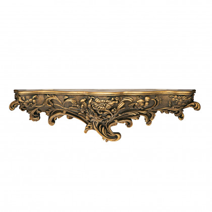 Toscano - Brussels Floral Art Nouveau Sculptural Wall Shelf in Gold, Designer Resin