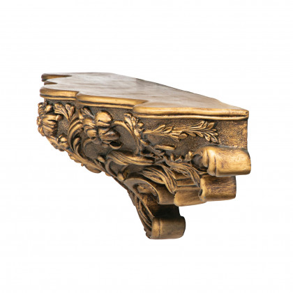 Toscano - Brussels Floral Art Nouveau Sculptural Wall Shelf in Gold, Designer Resin