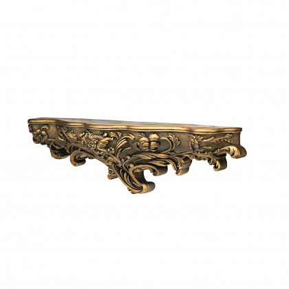 Toscano - Brussels Floral Art Nouveau Sculptural Wall Shelf in Gold, Designer Resin