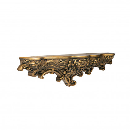 Toscano - Brussels Floral Art Nouveau Sculptural Wall Shelf in Gold, Designer Resin